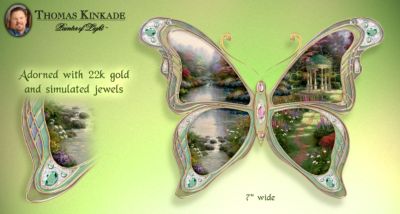 Thomas Kinkade Garden Of Prayer Porcelain Butterfly Collector Plate - Limited-edition Thomas Kinkade Garden Art Collector Plate! Unique Butterfly-shaped Collectible and Garden Wall Decor Art!
