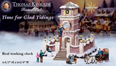 Thomas Kinkade Time For Glad Tidings Village Clock Tower Accessory Set - Exclusive Thomas Kinkade Village Clock Tower Accessory Set Makes Time for Glad Tidings! Lights and Real Working Clock!