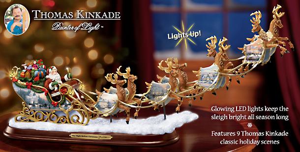 Thomas Kinkade The Night Before Christmas Illuminated Figurine - Ho, Ho, Ho! The Thomas Kinkade Santas Sleigh Collectible Figurine Lights Up Your Holidays in a Great Collecting First!
