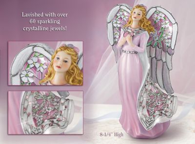 Click here to buy Angel Of Love Stained Glass Art Collectible Angel Figurine by The Bradford Editions.
