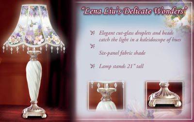 Lena Liu Delicate Wonders Unique Decorative Table Lamp - Lena Liu Table Lamp Brightens Your Home with Hummingbirds Aflutter in the Glow of a Sunny Garden! A Unique Decorative First!
