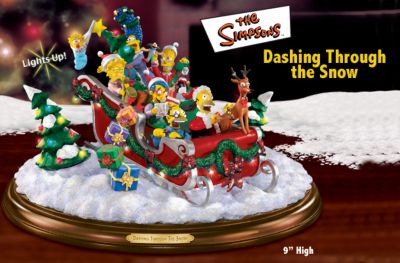 Dashing Through The Snow Collectible Simpsons Figurine: Christmas Tabletop Decor - The Simpsons Sleigh Figurine an Illuminated First! Exclusive Limited Edition with Homer, Marge, Bart and More!