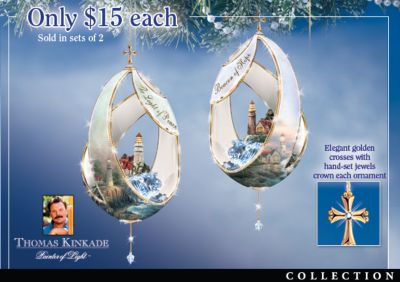 Thomas Kinkade The Blessings Of Light Lighthouse Christmas Ornaments - Thomas Kinkade Lighthouse Christmas Ornaments! Inspirational Religious Gift Idea or Home Decor! Exclusive Limited-edition