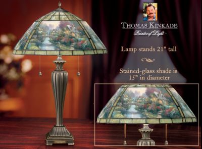 Thomas Kinkade Lamplight Bridge Unique Stained Glass Table Lamp - Thomas Kinkade Table Lamp Lights Up Your Home with Exclusive Collectible First! Handcrafted Unique Home Decor and Gift Idea!