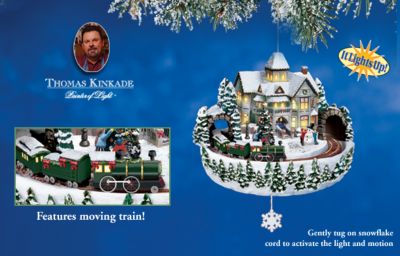 Thomas Kinkade Victorian Christmas Crossing Animated Christmas Tree Ornament - Collectible Thomas Kinkade Christmas Ornament! Unique Christmas Tree Decoration with Moving Train! Exclusive Limited Edition!