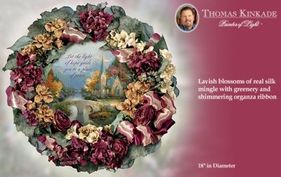Collectible Thomas Kinkade Chapel Inspirations Wreath - Exclusive First-ever Collectible Thomas Kinkade Wreath to Feature "Mountain Chapel" Art! Unique Home Decor or Religious Gift
