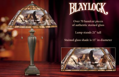 Monarchs Of The Canyon Decorative Bald Eagle Art Table Lamp - Bald Eagle Art Stained Glass Decorative Table Lamp Celebrates Nature in Unique Home Decor by Wildlife Artist Ted Blaylock