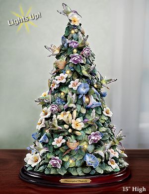 The Bradford Editions Hummingbird Rhapsody Illuminated Tree With Hummingbird And Flowers: Spring Home Decor