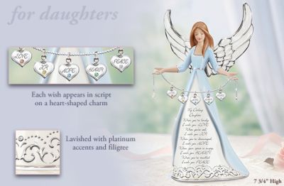 Darling Daughter, I Wish You Collectible Angel Figurine Gift - Limited-edition Collectible Daughter Angel Figurine with Heart-shaped, Jeweled Charms! Ideal Keepsake or Gift! Exclusive