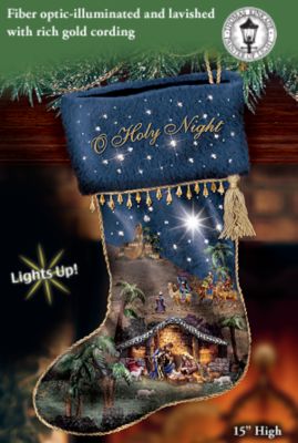 The Bradford Editions Thomas Kinkade O Holy Night Christmas Stocking: Unique Christmas Decoration