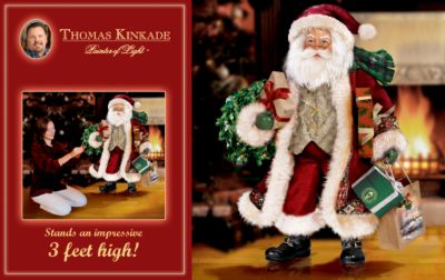Thomas Kinkade The Spirit Of Giving Santa Claus: Unique Christmas Decoration - Collectible Thomas Kinkade Santa Claus a Handcrafted Masterpiece! 3 Feet High Exclusive Collectibles Market First!