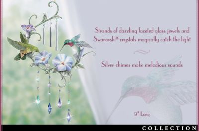 Ruby-Throated Hummingbird Windsong Indoor Chime With Floral Art: Spring Decoration - A First-ever Unique Indoor Chime Thrills the Senses with Ruby-throated Hummingbird and Floral Art! Exclusive Limited Edition