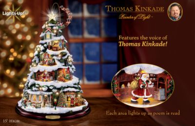 Thomas Kinkade Night Before Christmas Artificial Tabletop Christmas Tree: Christmas Decor - First-Ever Exclusive Thomas Kinkade Tabletop Christmas Tree Tells the Story of The Night Before Christmas!