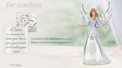 A Teachers Gift Collectible Angel Figurine - Exclusive Angel Teacher Figurine Adorned with Five Silvery Charms Celebrates Teachers! Collectible Angel Gift for Teachers
