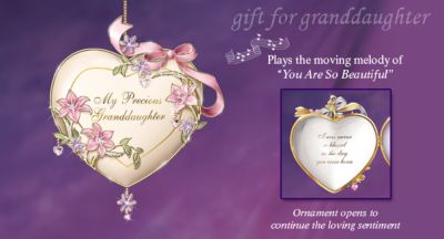 My Precious Granddaughter Heart-Shaped Porcelain Musical Ornament: Gift for Granddaughter - Exclusive, Limited-edition Keepsake Gift for Granddaughters! Porcelain Musical Ornament Shines with Swarovski&reg; Crystals!