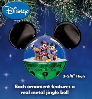 The Bradford Editions Disney Mickey And Minnie Jingle Bell Ornament: Snow-Body Warms My Heart Like You