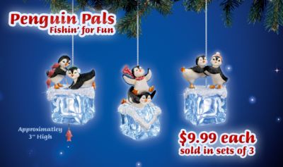 Chillin Out Penguin Christmas Tree Ornament Collection: Set One - Dona Gelsinger Penguin Christmas Tree Ornaments are Chillin with Cheer for the Holiday Season! Unique Christmas Decorations!