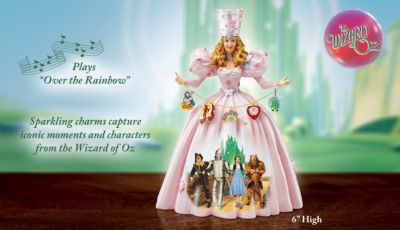 Glinda The Good Witch Figurine: Wizard Of Oz Memorabilia - Glinda the Good Witch Figurine with 5 Jeweled Charms Boasts Gown Adorned with Classic Wizard of Oz Movie Scene! Exclusive!