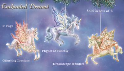 Unicorn Fantasy Art Christmas Ornament Collection: Set One - Exclusive Unicorn Christmas Ornaments with Sparkling Wings, Shimmering Glitter! Enchanting Unicorn Fantasy Art!