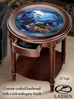 The Bradford Editions Christian Riese Lassen's Ocean Paradise Round Accent Table: Decorative Home Furniture