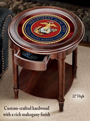 USMC Accent Table: Marine Corps Home Decor