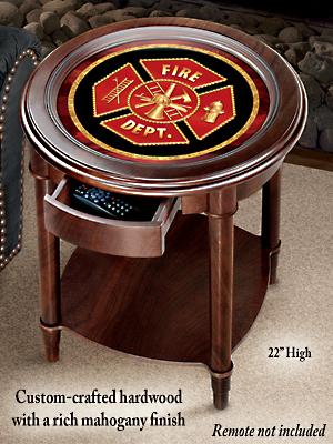 The Bradford Editions Courage Under Fire Accent Table: Firefighter Home Decor