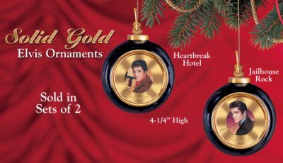 Solid Gold Elvis Presley Heirloom Porcelain Ornament Set One: Set Of Two