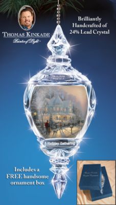 The Bradford Editions Thomas Kinkade Holiday Gathering Annual Crystal Christmas Tree Ornament