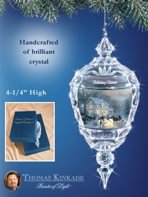 The Bradford Editions Thomas Kinkade Holiday Cheer 2008 Annual Crystal Christmas Tree Ornament