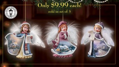 Thomas Kinkade Angel Voices Ornament Set One - Thomas Kinkade Collectible Old World Victorian-style Christmas Tree Ornaments! Nostalgic Collectible Angels for Your Home!