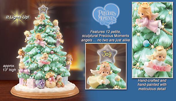 Precious Moments Illuminated Artificial Tabletop Angel Christmas Tree - Exclusive Precious Moments® Illuminated Christmas Angel Tree Brightens Your Christmas Decoration! Limited-edition First!