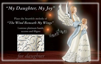My Daughter, My Joy Musical Porcelain Figurine - Daughter Porcelain Figurine is a Musical Limited Edition Exclusive! Angel with Platinum Filigree Designed Accents!