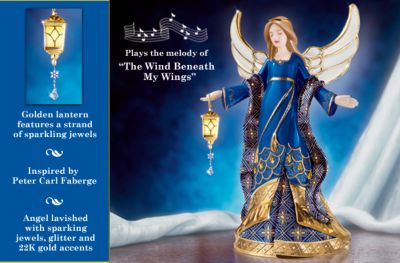 Jeweled Faberge Style Musical Angel Figurine - Exclusive Limited-edition Peter Carl Faberge Style Collectible Angel Figurine is Musical and Shimmers with Gems and 22K Gold!