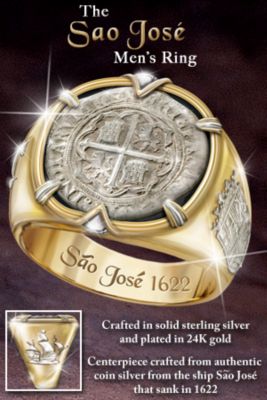 Click here to buy The Sao Jose Shipwreck Coin Men's Ring by The Bradford Exchange Mint.
