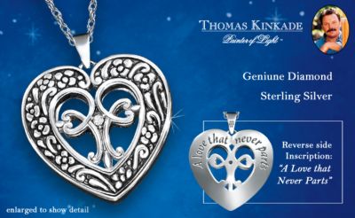 Thomas Kinkade Garden Of Promise Diamond Pendant - Exclusive Thomas Kinkade Jewelry Pendant Offers Comfort and Hope - Elegant Diamond Bereavement Jewelry to Treasure Always