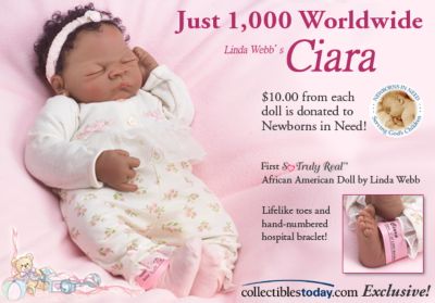 Linda Webb Ciara African American Realistic Vinyl Baby Doll So Truly Real - First Linda Webb So Truly Real&reg; African-American Baby Doll Supports Newborns in Need! Limited Edition of ONLY 1,000!