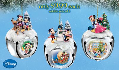 Disney Mickey And Minnie Mouse Christmas Sleigh Bells Ornament Collection: Set One - Disneys Mickey Mouse Sleigh Bells Ornaments! First-ever Collectibles from Ashton-Drake Celebrate the Season!