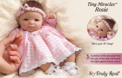 Tiny Miracles Rosie Breast Cancer Charity Baby Doll: So Truly Real - Exclusive Breast Cancer Charity Doll! Pink Baby Doll by Doll Artist Cheryl Hill, JUST 10 INCHES LONG, Sends Awareness Message