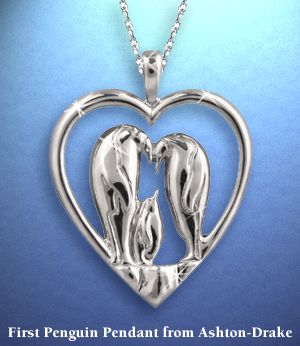 The Ashton-Drake Galleries Penguin Pals Heart-Shaped Pendant Necklace Gift For Friends And Family