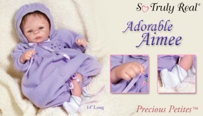 Click here to buy Adorable Aimee Baby Girl Doll by The Ashton-Drake Galleries.