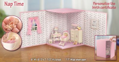 Nap Time Doll: Miniature Baby Doll With Miniature Nursery Dollhouse - Collectible Miniature Baby Doll with Dollhouse! Special Delivery Unfolds From a Beautiful Gift Box!