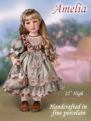 Click here to buy Amelia Collectible Vintage Style Porcelain Girl Doll by The Ashton-Drake Galleries.