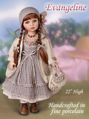 Click here to buy Evangeline Collectible Vintage Style Porcelain Girl Doll by The Ashton-Drake Galleries.