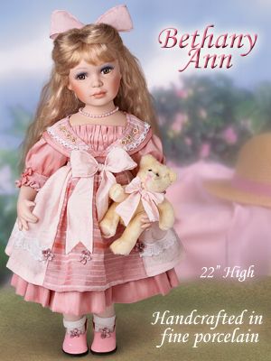Click here to buy Bethany Ann Collectible Vintage-Style Porcelain Girl Doll by The Ashton-Drake Galleries.