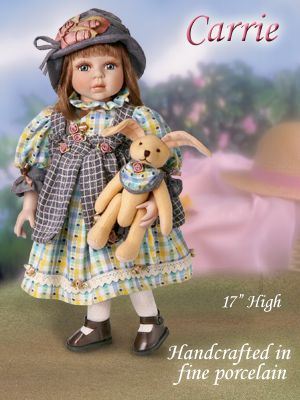 Click here to buy Carrie Collectible Vintage Style Porcelain Girl Doll by The Ashton-Drake Galleries.