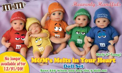 Heavenly Handfuls Collectible M&MS&reg; Melts In Your Heart Miniature Baby 5 Doll Set - Save $25 on Collectible Miniature Baby Doll Set That Melts in Your Heart! Exclusive M&MS&reg; Collectible Firsts!