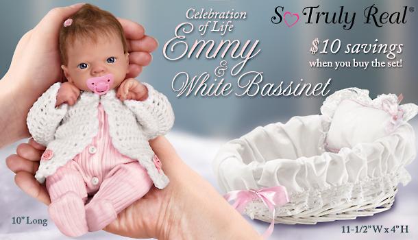Click here to buy Celebration Of Life Emmy Doll And Bassinet Set by The Ashton-Drake Galleries.