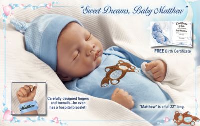 Click here to buy Waltraud Hanl Sweet Dreams, Baby Matthew So Truly Real... by The Ashton-Drake Galleries.