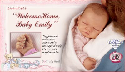 Linda Webb Welcome Home Baby Emily So Truly Real Lifelike Baby Doll - Linda Webbs Baby Emily, an Incredibly Lifelike Doll that Looks and Feels "So Truly Real". Bring Her Home Today!