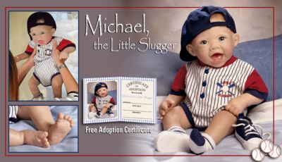 Michael The Little Slugger So Truly Real Lifelike Baby Doll - Life-like Baby Boy Doll from Master Doll Artist Bonnie Chyle! So Truly Real Collectible Baseball Doll is a Real Champ!